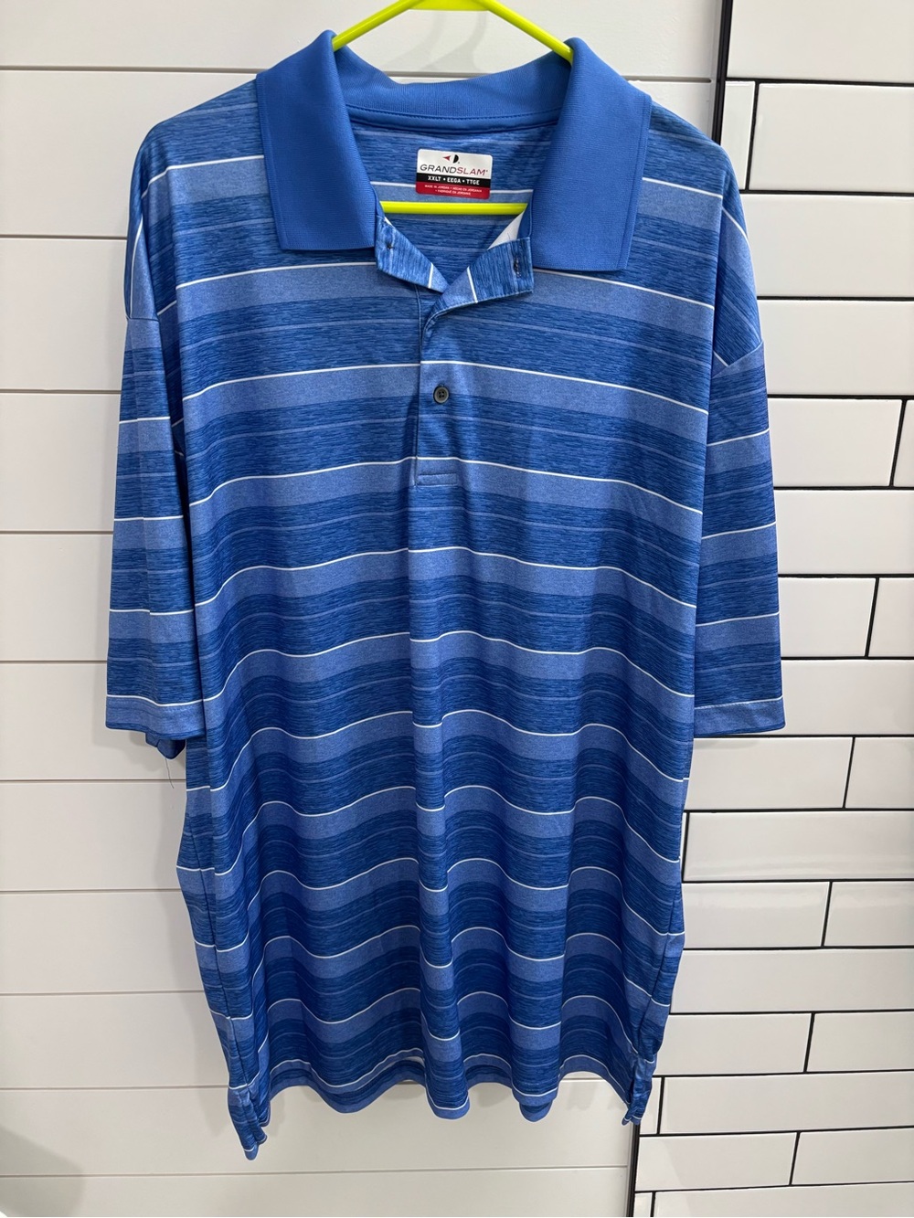 Grand Slam Blue Striped Performance Polo